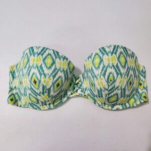 Victoria's Secret Women Swimwear 32DD Green Ikat Bikini Push Up NO STRAPS‎